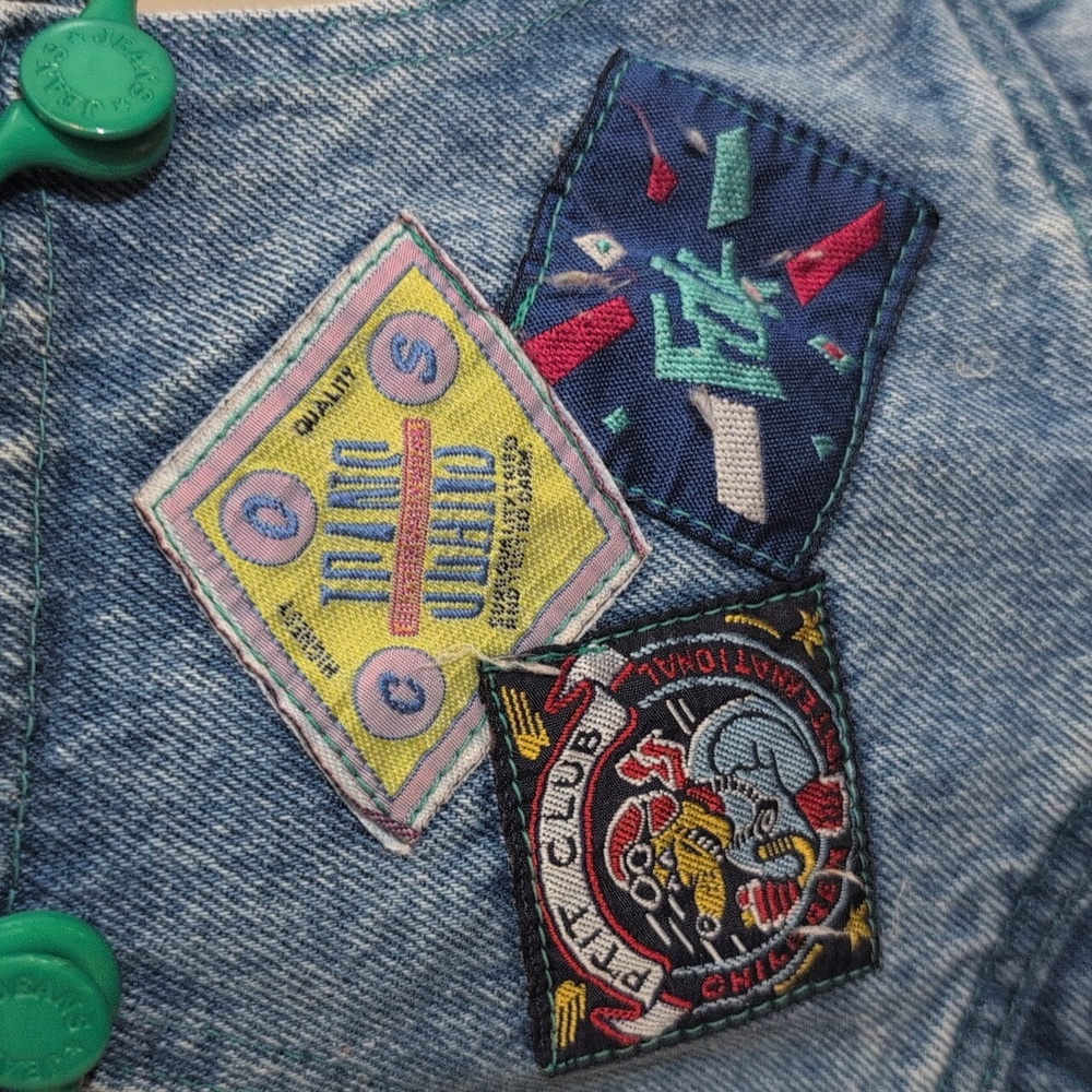 Vintage Denim Overalls With 4 colorful Patches - Picture 4 of 12
